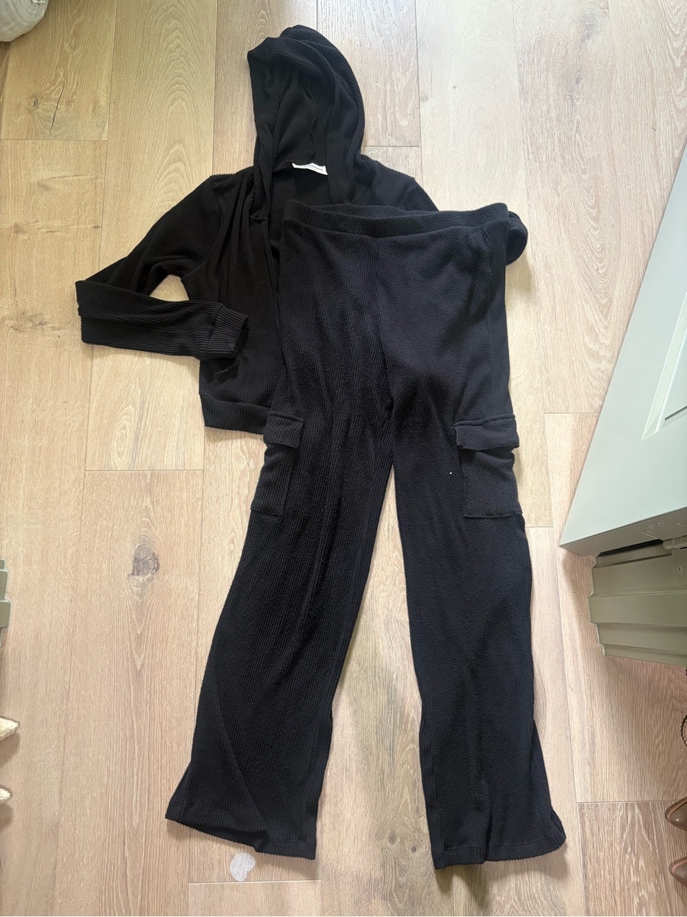 Walmart Black Wide-Leg Cargo Lounge Pants